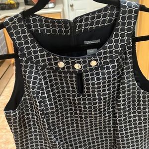 ANN TAYLOR Navy/Silver Print Sheath Dress